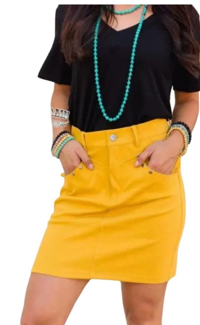 Crazy Train Lawmaker Mustard Colored Skirt, Plus Size 3X